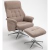 Relaxačné TV kreslo s podnožkou Leonardo, cappuccino látka