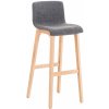 Design-Shop Barová stolička Hoover - látka, drevené nohy natur - Svetlo sivá