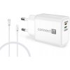 CONNECT IT DUPLEX Nabíjecí adaptér 1xLightning + 1×USB-C, 20W, kabel 27W, BÍLÝ CWC-2090-WH