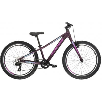 Juniorský dievčenský bicykel Kross LEA JR 2.0 24" - model 2022 čierna/ružová/modrá - 12" (125-145 cm)