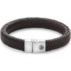 Pánsky kožený náramok Rebel & Rose s bezpečnostným zapínaním, celokovový Herringbone Brown Matt
