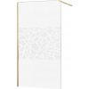 MEXEN/S - KIOTO Sprchová zástena WALK-IN 70x200 cm 8 mm, zlatá, biely vzor 800-070-101-50-85