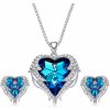 Glory Krištáľový set náhrdelník a náušnice Angel wings modrý 138