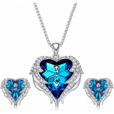 Glory set náhrdelník a náušnice Angel wings Swarovski elements modrá 138