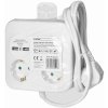 Štvorcová napájacia lišta 3x2P+E (Schuko) s 2xUSB-A, 3x1,5mm2 kábel, 1,4m (ORNO)