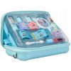 Lip Smacker Disney Frozen Travel To Go Beauty Case odstín růžová : rtěnka 2 x 1 g + lesk na rty 2 x 1 g + lak na nehty 2 x 4 ml + paletka rozjasňujících krémů 4 g + aplikátor + klíčenka + pouzdro