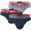 EMPORIO ARMANI - slipy 3PACK stretch cotton blu con rosso & blu Armani logo - limited edition-M (81-85 cm)
