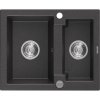 Mexen Carlos, granitový drez 582x475x177 mm, 1,5-komorový, čierna škvrnitá, 6518581500-76