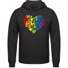 B&C KING Mikina s Kapucňou - Dúhové srdce Pride - Black Pure - XL - Pánske