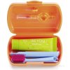 Curaprox Travel Set zubná kefka + CPS medzizubné kefky 2 ks + zubná pasta 10 ml darčeková sada, oranžový