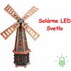 MKSTOR Drevený Solárny veterný mlyn 170cm s LED svetlom, záhradný, otočný, dekoračný, palisander a jelša