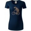 Medveď na bicykli - Dámske tričko z organickej bavlny Origin (GOTS) - XL ( Tmavomodrá (takmer čierna) )