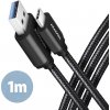 AXAGON BUCM3-AM10AB, SPEED kábel USB-C USB-A, 1 m, USB 3.2 Gen 1, 3A, ALU, opletenie, čierna