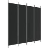 vidaXL 4-panelový paraván čierny 200 x 200 cm látkový