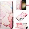 Peňaženkové kožené puzdro Marble Pattern na Samsung Galaxy S24 Ultra 5G - Rose Gold