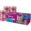 Whiskas Adult Fishy Treats lososom tuniakom treskou bielou rybou v želé 40 x 85 g a Wild Farm Paštéta s lososom 3 x 400 g