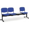 Čalúnená lavica do čakární VIVA, 3-sedadlo, so stolíkom, modrá, čierne nohy