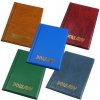 Obal na doklady a kreditné karty s kovovými rožkami, koženka, 5 farieb: čierna, modrá, hnedá, zelená, bordová