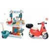 Set odrážadlo Donáška jedla a Bio stánok Scooter Food Express Smoby s vozíkom s ovocím a zeleninou