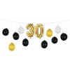 Balónová girlanda „30. narodeniny“, zlatá, čierna, biela, PartyDeco, 12 ks