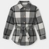 Fashionkids Detská károvaná košeľobunda s opaskom – štýlový kúsok na každodenné nosenie Farba: Sivá, Veľkosť: 13/14