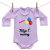 Boodyy Ružové Body s dlhým rukávom Moje 1. meniny s menom dieťatka Dievča 92 (18-24 mesiacov)