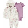 CARTER'S Set 3dielny mikina, tepláky, body kr. rukáv Purple Floral dievča MFL 3m/ veľ. 62