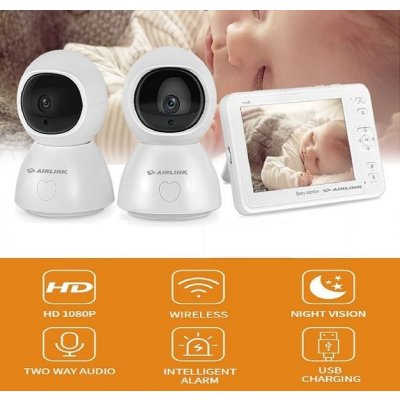 Baby monitory - video SET - 5" LCD + 2x 1080p PTZ IP kamera s IR LED a obojsmernou komunikáciou