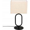 STOLOVÁ LAMPA ČIERNA KOVOVÁ ĽANOVÁ BÉŽOVÁ KLOSZ NOČNÁ LAMPA 52 cm