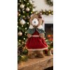 MagicHome Dekorácia Vianoce Medvedica v červených šatičkách 18x22x41 cm