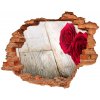Fototapeta diera na stenu 3D Ruže na drevo 90x70 cm