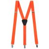 Oranžové traky Y s koženým stredom zapínaním na klipy