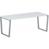 Kancelársky stôl PRIMO IMPRESS, 200x90 cm, sivostrieborná podnož, biela