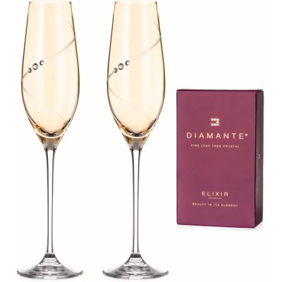 Swarovski Diamante poháre na šampanské Silhouette City Amber s kamienkami 2 x 210 ml