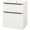 MEREO - Mailo, kúpeľňová skrinka s keramickým umývadlom 61 cm, biela, mat, čierne madlo CN540B