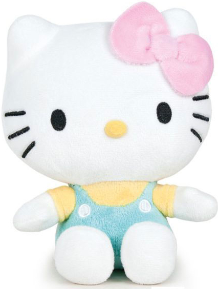 Sanrio Hello Kitty Plush Figure Pink Bow Blue Shirt 25 cm