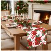 Mondo Italia Vianočný behúň na stôl Vianočná ruža na bielom Červená 40x140 cm