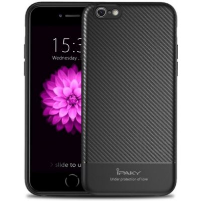 Púzdro Ipaky z mäkkého plastu s textúrou karbónovéch vlákien iPhone 6 Plus/6S Plus - čierne