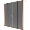 Mexen Velar Duo, 2-krídlová posuvná vaňová zástena 140 x 150 cm, 8mm šedé sklo, ružové zlato, 896-140-000-42-60