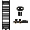 CERANO - Kúpeľňový radiátorový set Lincoln - ústredné vykurovanie - stredové pripojenie 50 mm - 559W - čierna matná - 1800x500 mm CER-663421