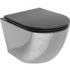 Mexen Lena WC misa Rimless s pomaly padajúcim sedátkom, duroplast, Čierna matná/Strieborná vzor rybích šupín - 30224072