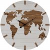 Clayre & Eef Hnedo-béžové antik nástenné hodiny s mapou World - Ø 60*4 cm / 1*AA - Clayre & Eef