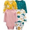 CARTERS Body dl. rukáv Floral dievča 4ks NB /veľ.56