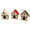 Drevené vianočné závesné domčeky 3ks - biely, sivý, červený