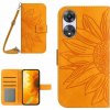 Peňaženkové kožené puzdro Sun Flower na Oppo A38 - Žltá