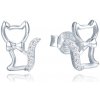 MINET Strieborné mačacie náušnice s bielym zirkónom JMAN0585SE00