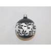 ONREX Vianočná ozdoba sklenená guľa bieločierna lístky pr. 8 cm
