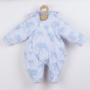 Baby Service Zateplená dojčenská kombinéza s kapucňou Slony modrá