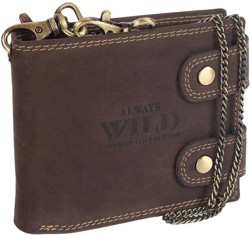 Wild Always kožená peňaženka s retiazkou Kert univerzálna hnědá