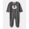 CARTER'S Overal na zips fleece Sleep & Play grey Penguin uni 9m/veľ.74